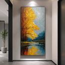 金叶发财树纯手绘入户玄关装 饰画大芬村油画高端走廊过道挂画原创