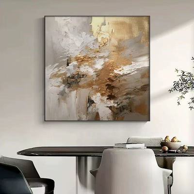 大芬村手绘油画正方形抽象客厅装饰画轻奢高级感餐厅挂画床头壁画