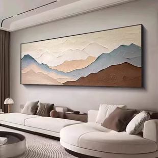 手绘油画背有靠山大芬村手绘油画高级感客厅装挂画肌理印象画