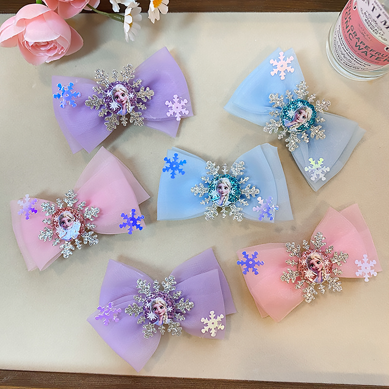 冰雪奇缘蝴蝶结发夹女童可爱