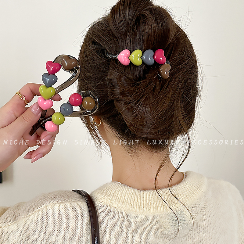 彩色系糖豆一字扭扭发夹女