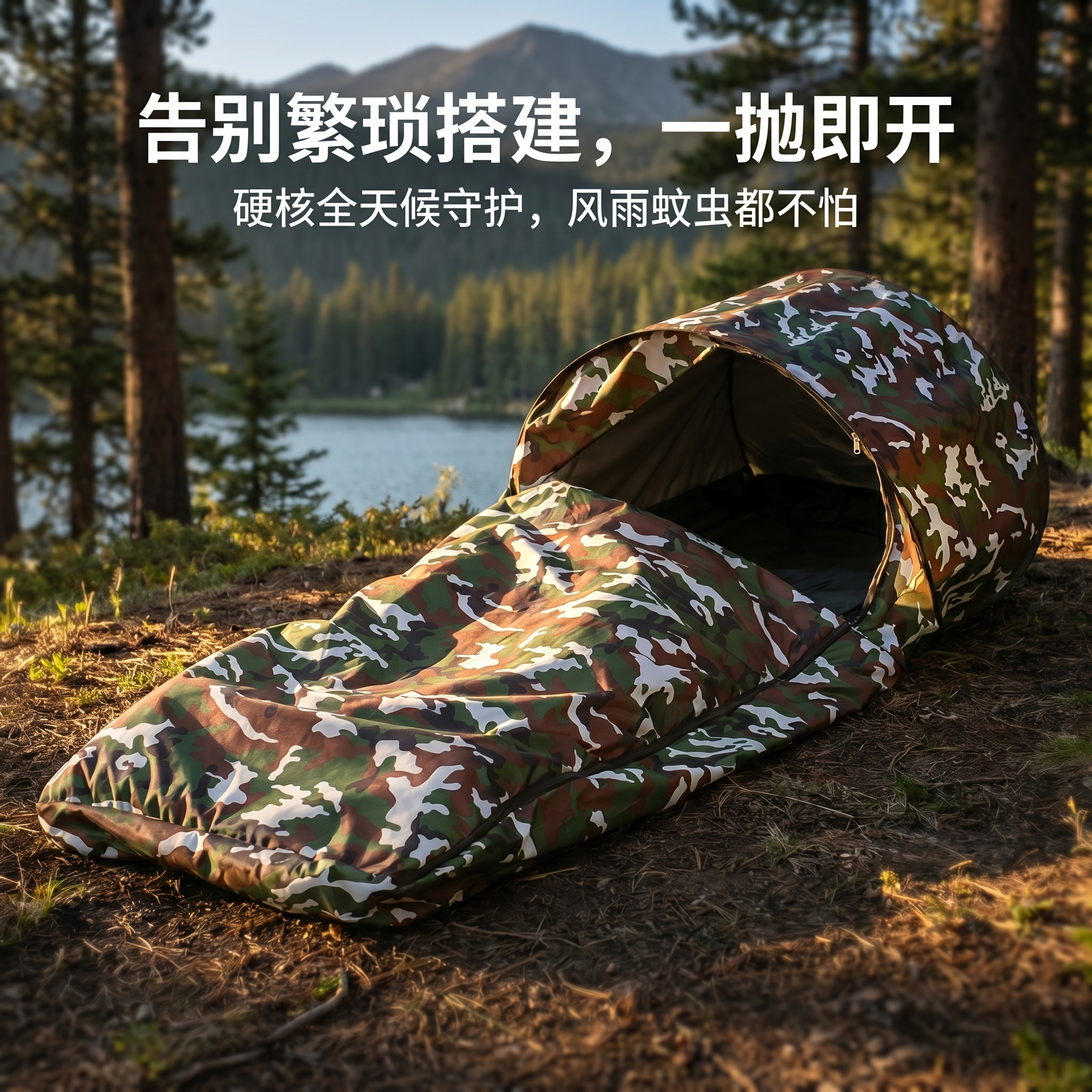 户外骑行睡袋罩免安装抗寒保暖露营轻量化野营防蚊防水防风帐篷