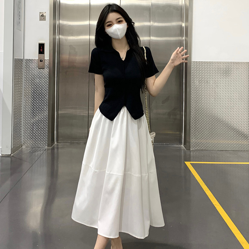 大码法式修身显瘦上衣半身裙套装女2026夏季新款胖mm搭配一整套图片