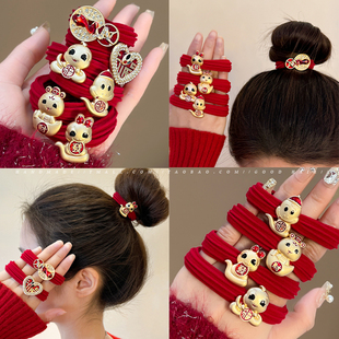 红色头绳本命年发绳过年蛇年皮筋喜庆2025新款新年饰品生肖蛇头饰