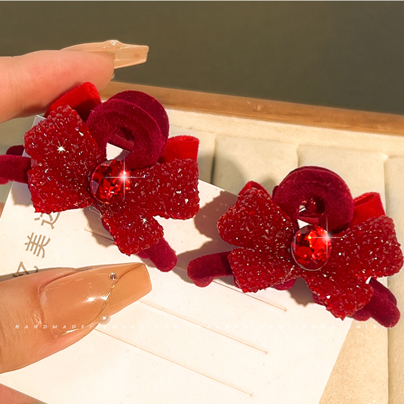 发夹中国风红色抓夹新年刘海夹