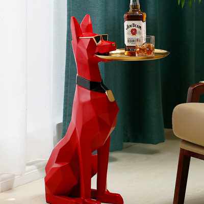 客厅大型落地狗摆件电视柜旁托盘家居装饰品轻奢高档乔迁新居礼品