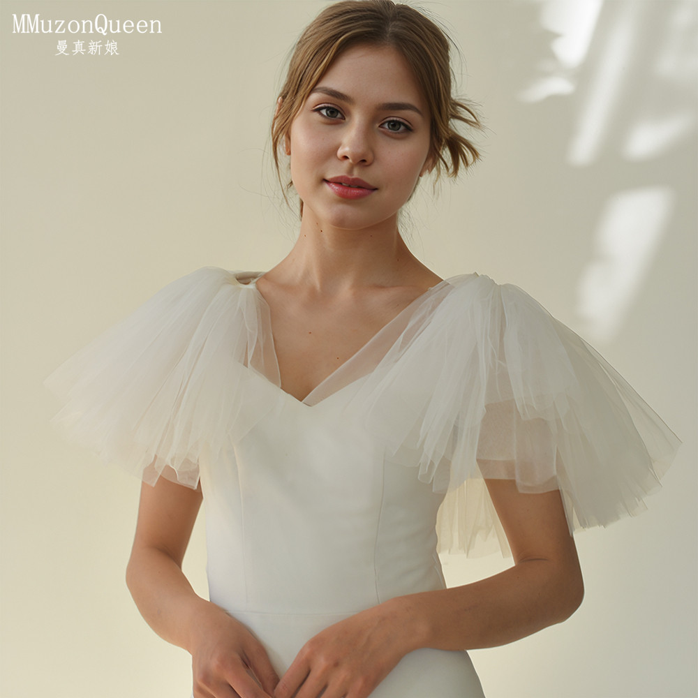 曼真 欧美短款新娘披肩 婚纱遮手臂蓬蓬配件演出吊带礼服配饰MG50,节庆用品/礼品,新娘配件,淘宝优惠券,粉丝福利购,淘宝优惠卷