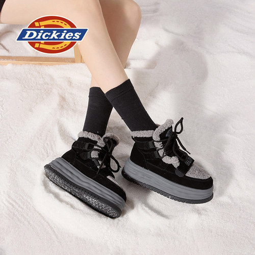 Dickies雪地靴女鞋厚底保暖棉鞋