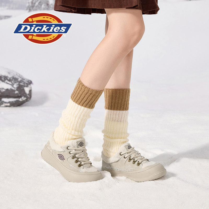 Dickies棉鞋女加绒保暖毛毛鞋