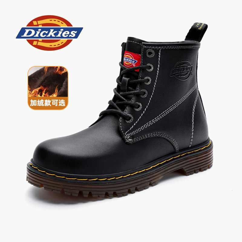 Dickies男士马丁靴2026年春秋新款真皮英伦风黑色短靴复古靴子男