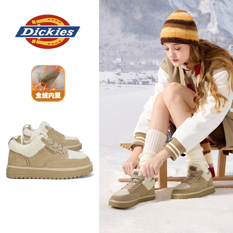 dickies棉鞋女全绒雪地靴毛毛鞋