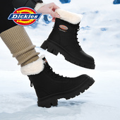 Dickies厚底雪地靴女2025年新款 冬加绒加厚高帮棉鞋 保暖户外短靴