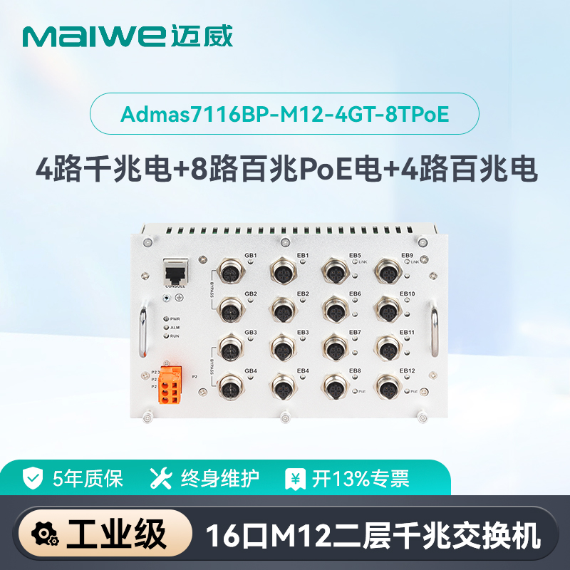 迈威M12型轨交专用交换机