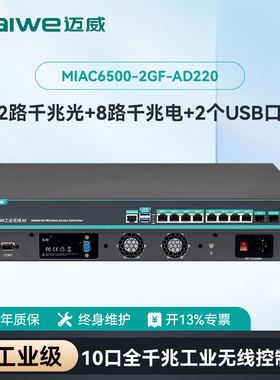 迈威 全千兆工业无线AC 2光8电+2USB双核四线程无线AC控制器 MIAC6500