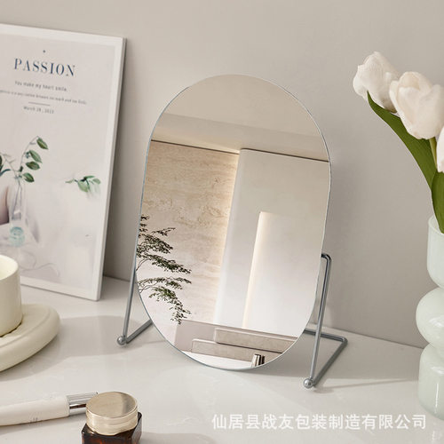 北欧风高清台式化妆镜镜子梳妆镜双面镜公主镜网红铁艺桌面宿舍镜