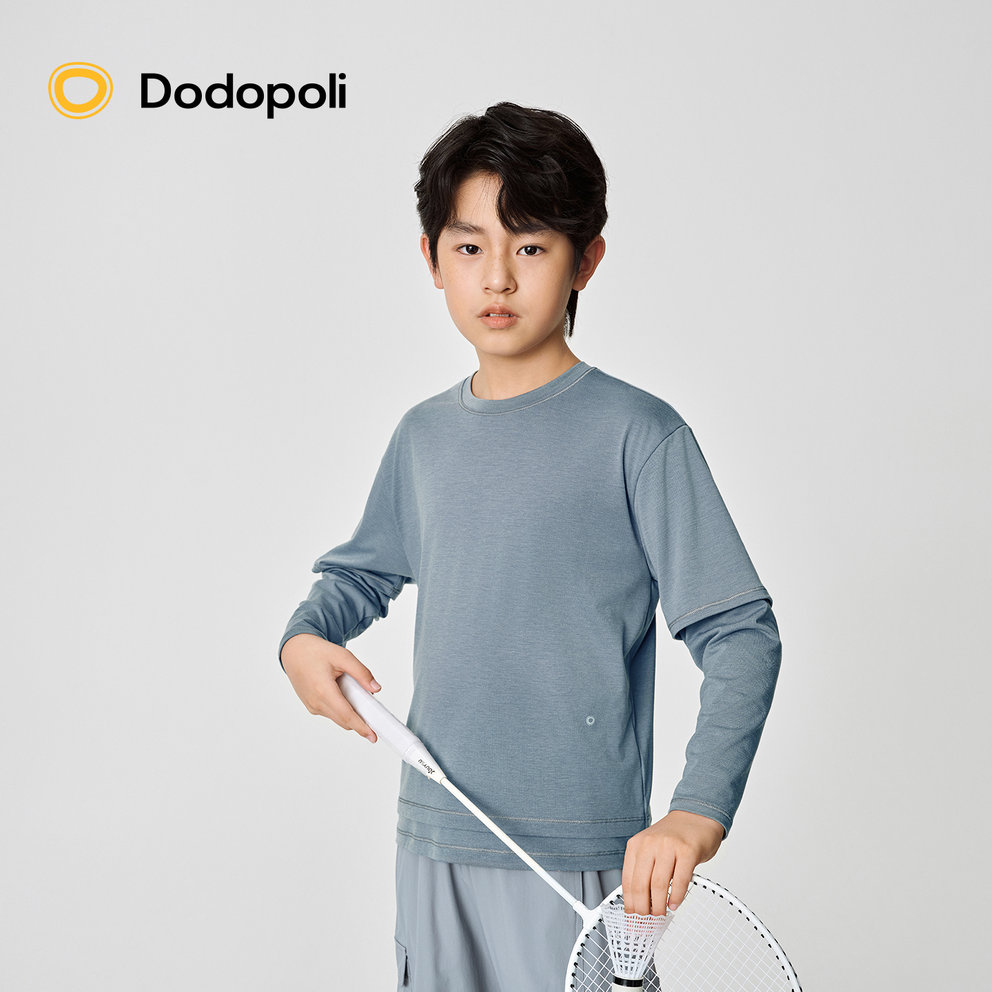 儿童运动速干衣假两件长袖T恤