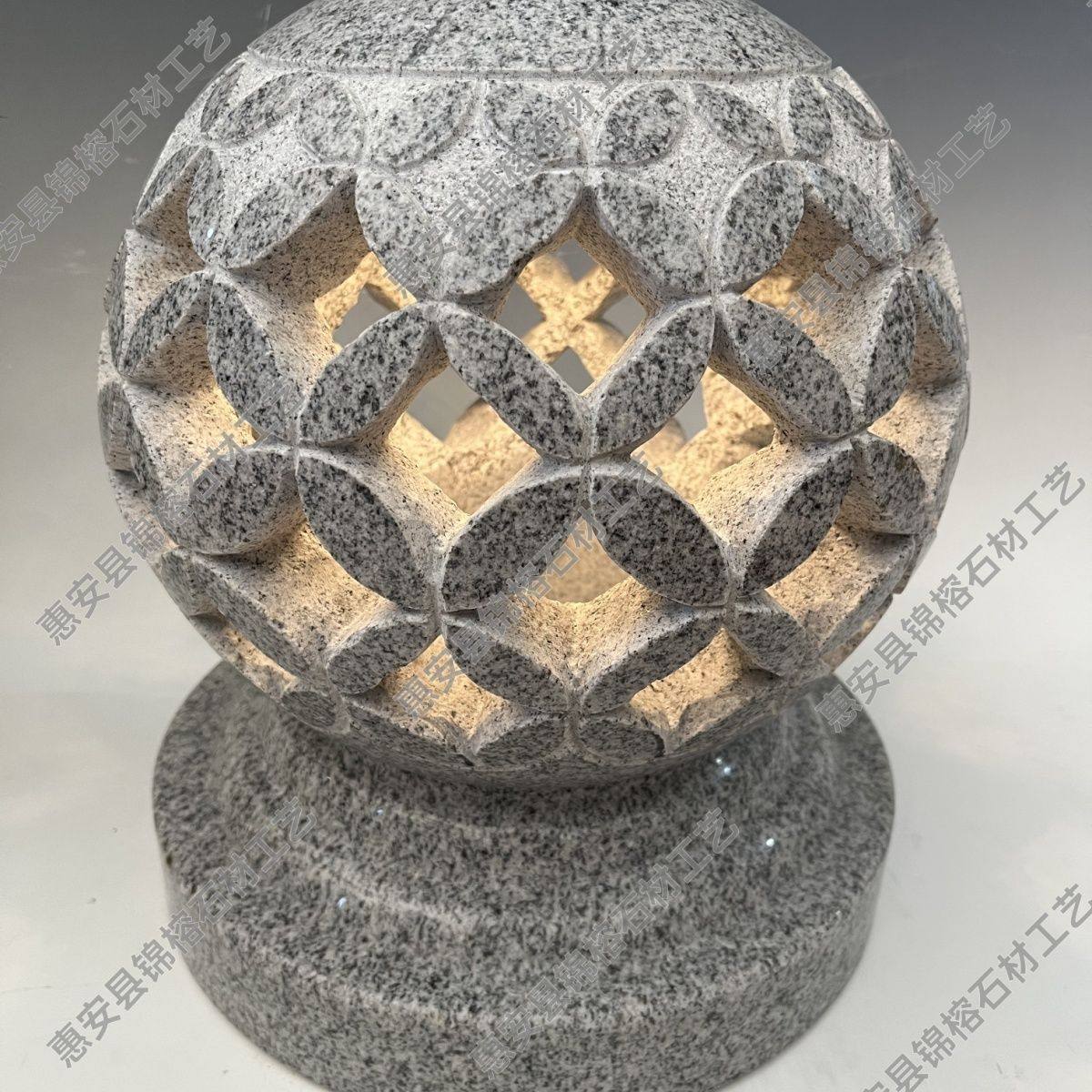 太阳能圆球莲花门柱围墙摆件天然大理石花岗岩整石镂空雕刻,家居饰品,石雕,淘宝优惠券,粉丝福利购,淘宝优惠卷