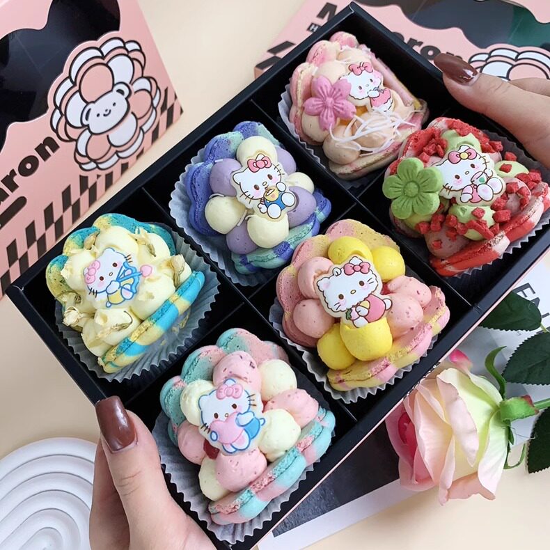 韩式新年三丽鸥贝壳胖马卡龙甜品卡通甜点高端生日蛋糕饼干礼盒装