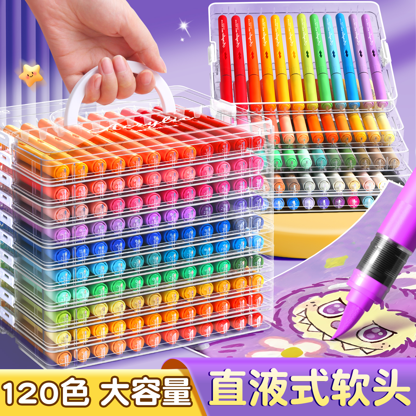 直液式马克笔叠层包装自由组合