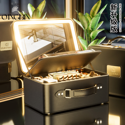 高级防水化妆包女2025新款大容量旅行带镜子出差高端大容量化妆箱