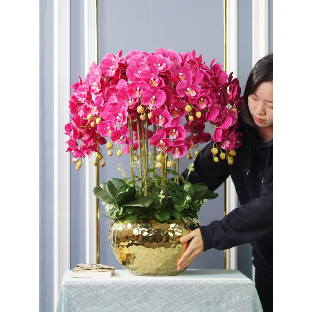 仿真花高档新款蝴蝶兰盆栽装饰花艺摆件客厅轻奢插花高端摆设假花