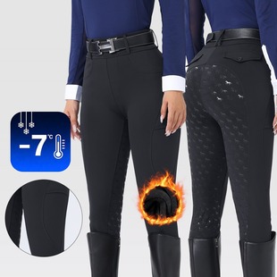秋冬加绒加厚专业骑马裤马术裤比赛服女全坐硅胶防滑高弹修身