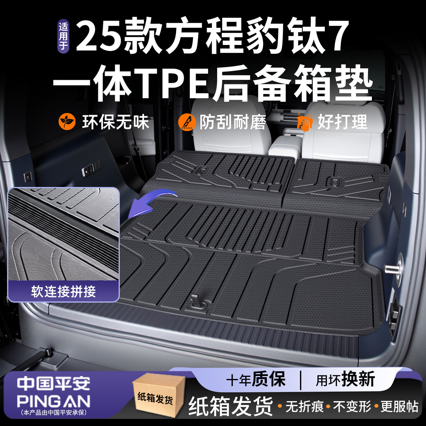 适用于2025款方程豹钛7后备箱垫TPE脚垫配件内饰改装用品大全25 - 实物图