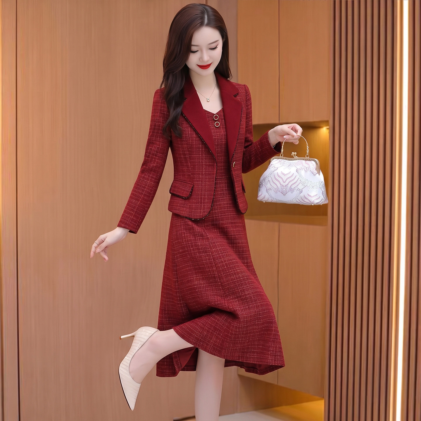 喜婆婆婚宴装高贵年轻今年流行爆款喜妈妈礼服高端小香风两件套装