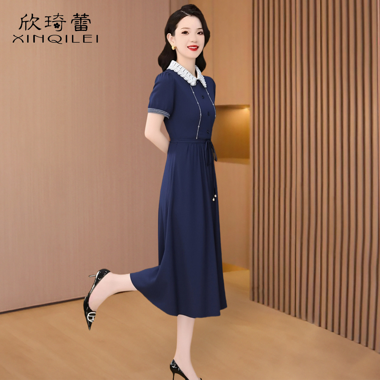 立领棉麻连衣裙广州十三行女夏2026新款今年流行爆款高端品牌减龄