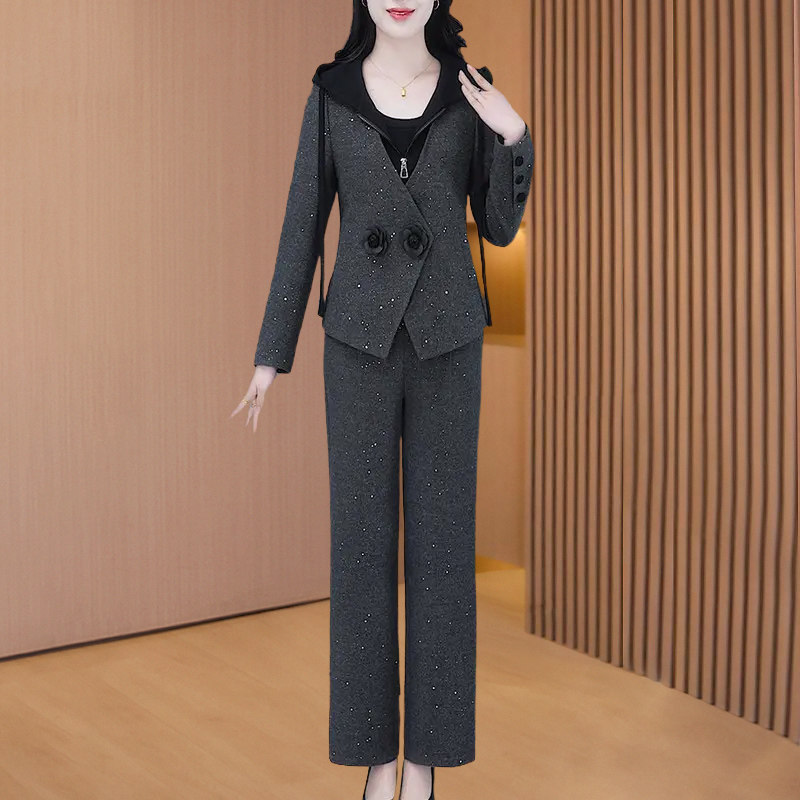 西装职业呢子套装女装春秋2026新款爆款时尚洋气妈妈贵夫人两件套
