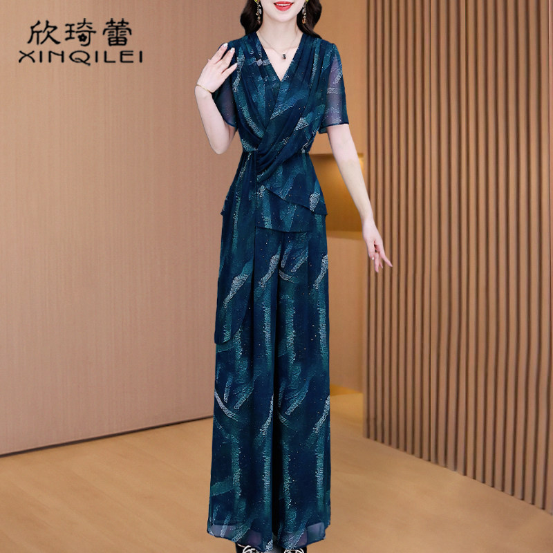 冰丝棉麻时尚两件套装女夏季40减龄穿搭高级感杭州贵夫人品牌高端