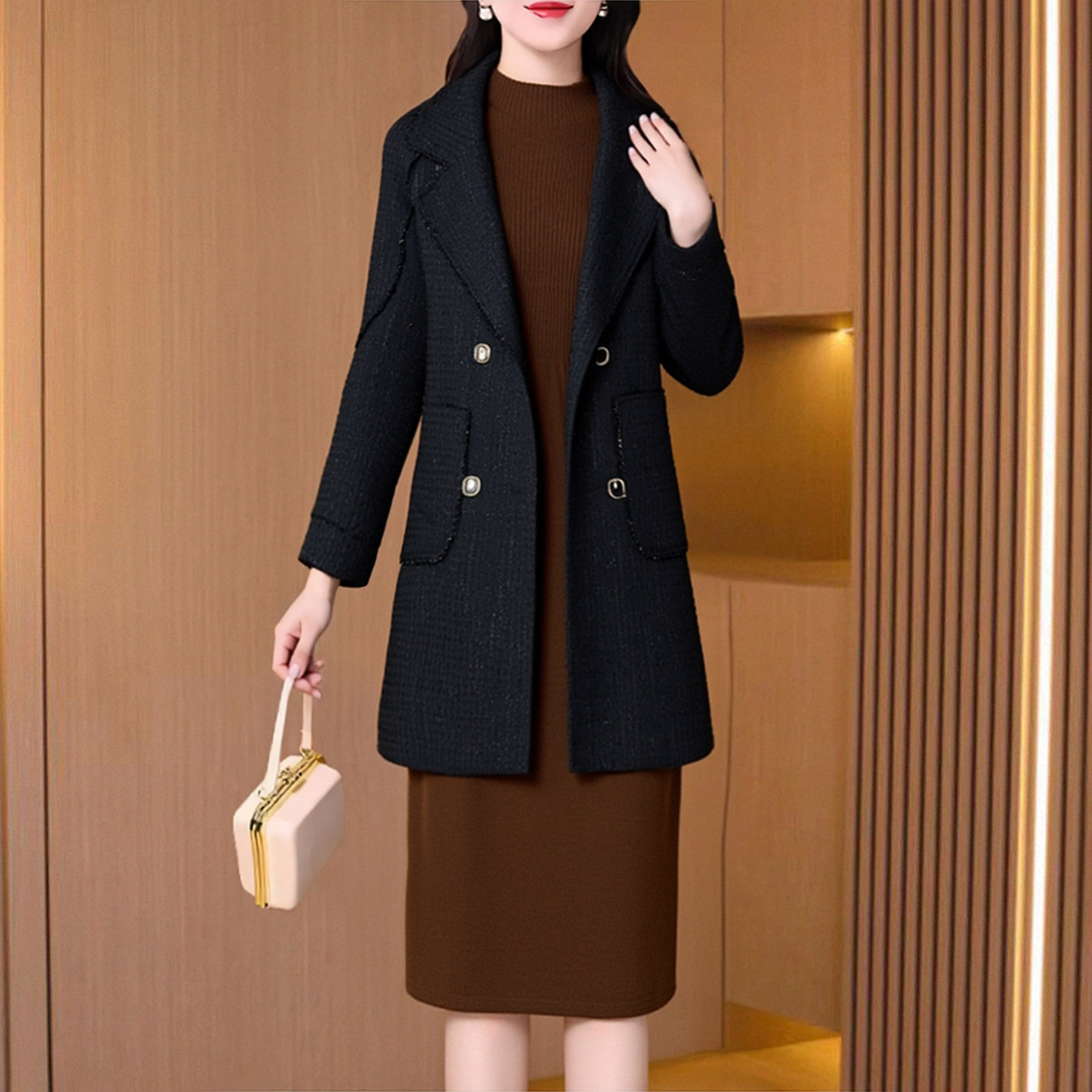 入冬超好看的小香风毛呢外套女中长款秋加厚呢子大衣高级感贵夫人