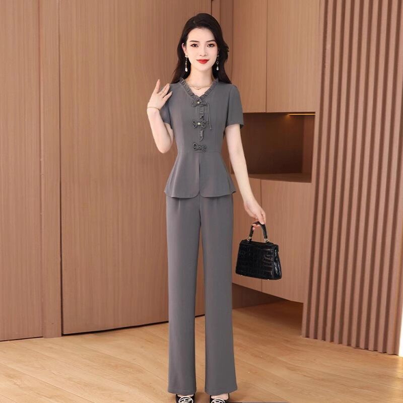 阔太太套装女夏2026妈妈高端品牌贵夫人时尚洋气时髦冰丝棉麻职业