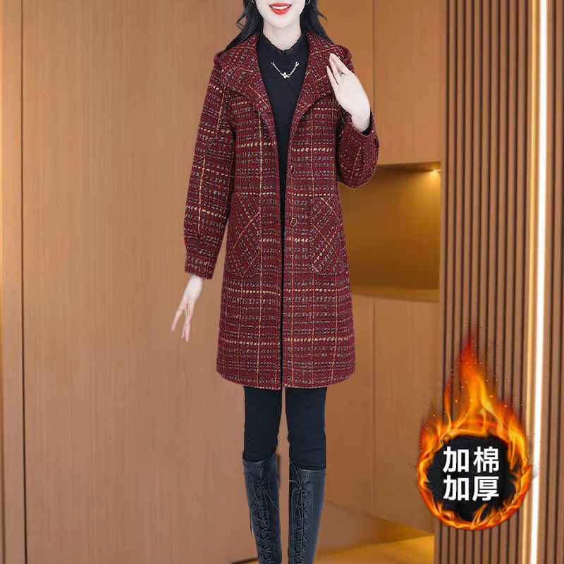 十三行夹棉外套中长款棉服女款2026秋冬加厚毛呢大衣今年流行晋江
