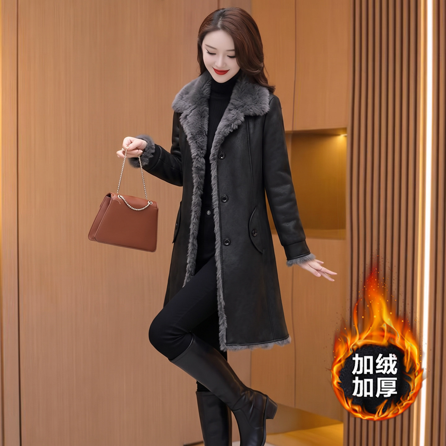 双面穿皮毛一体大衣女冬爆款加绒加厚海宁皮草外套高端大气上档次