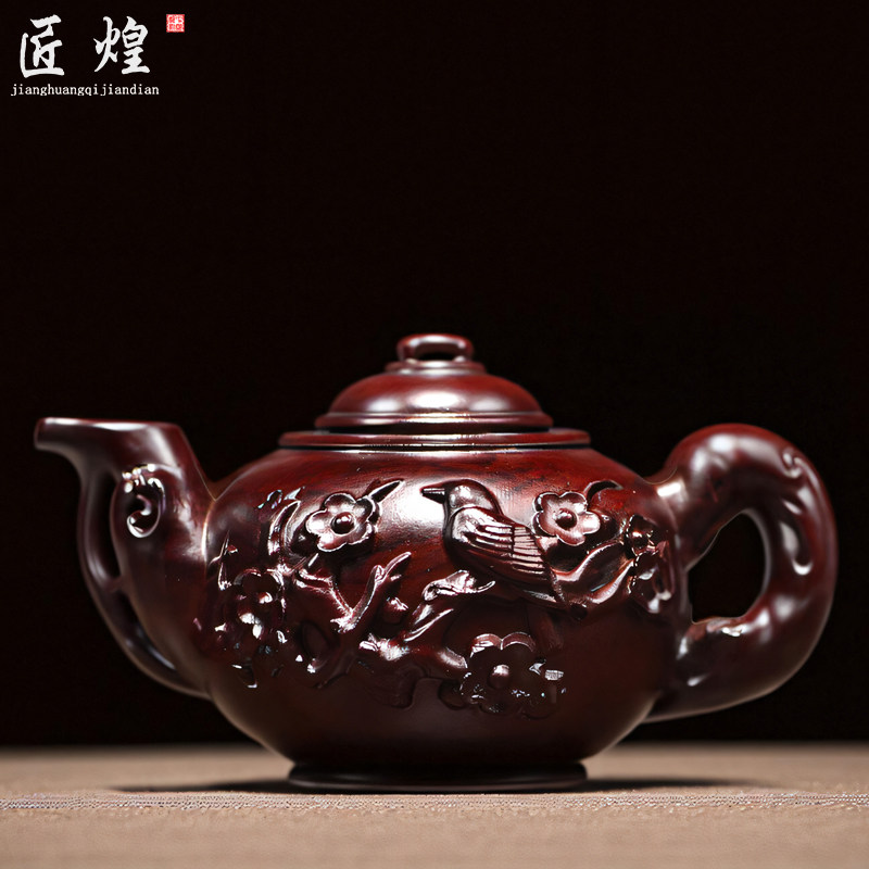 黑檀木雕茶壶摆件实木把把壶礼品图片