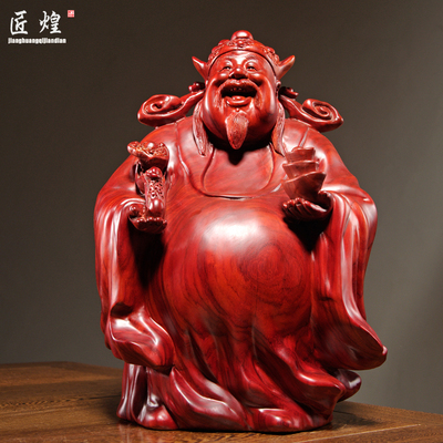 红花梨木雕财神爷佛像摆件装饰品