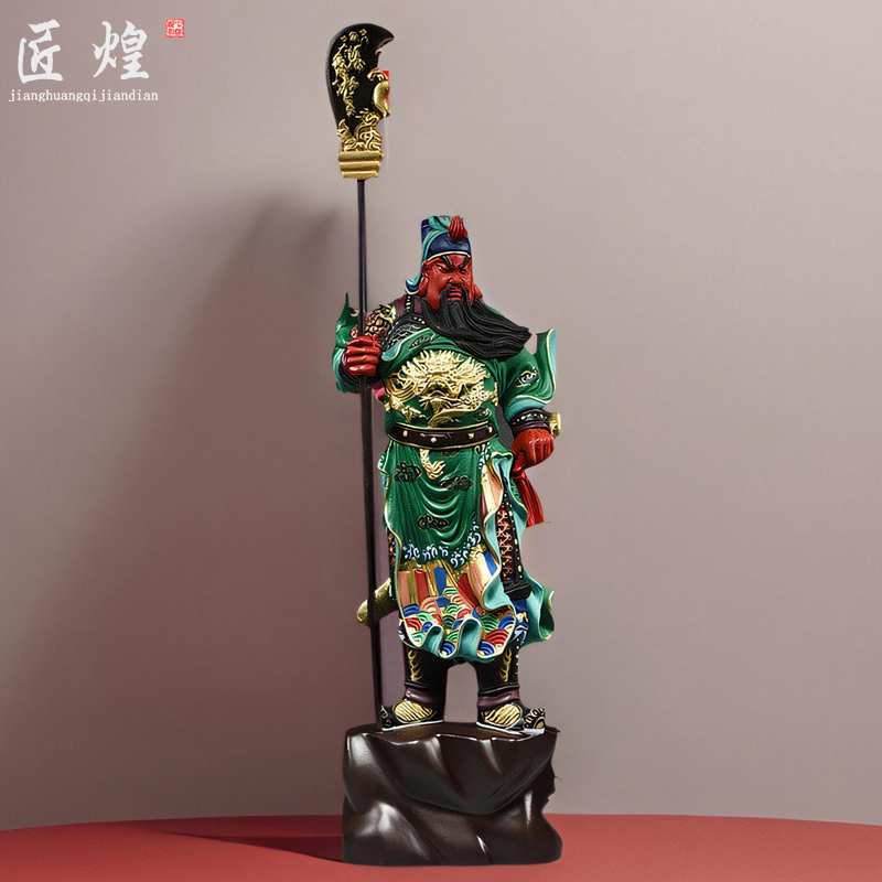 实木雕刻关公佛像摆件武财神装饰