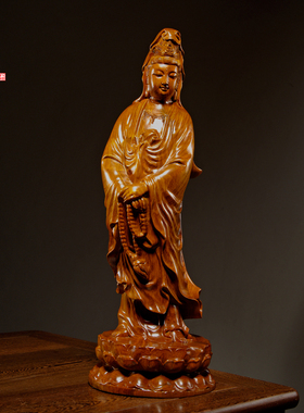 花梨木雕观音菩萨佛像摆件装饰
