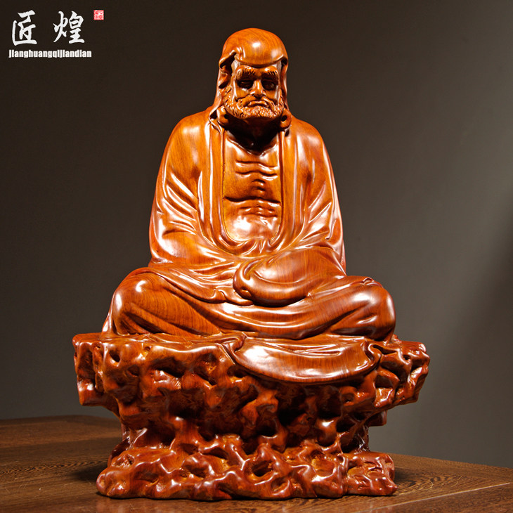 花梨木雕达摩祖师摆件新中式装饰