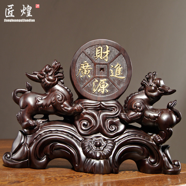 黑檀木雕貔貅摆件新中式实木装饰