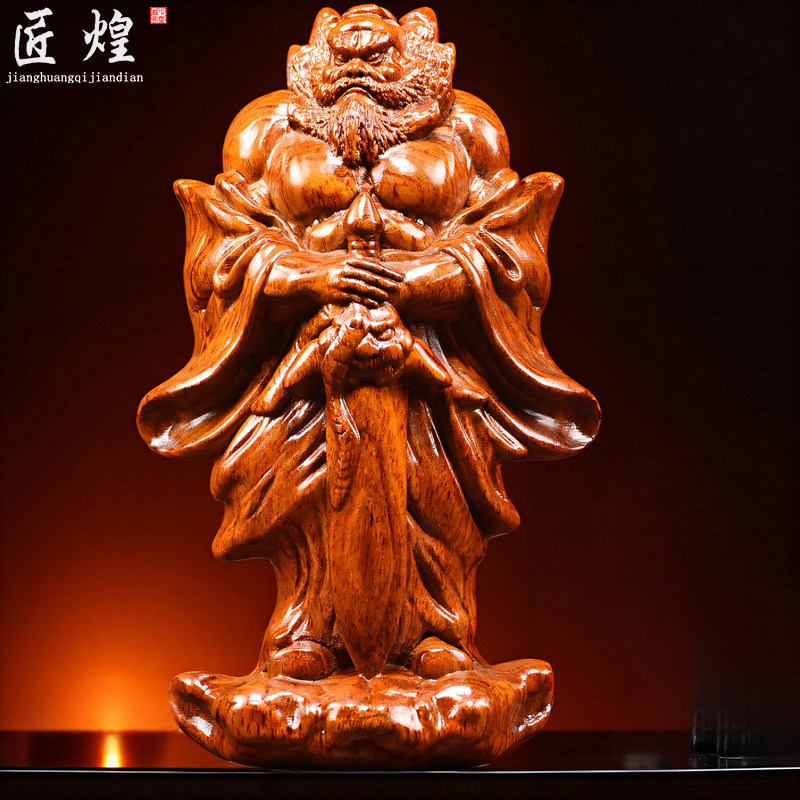 木雕天师钟馗神像摆件实木质门神