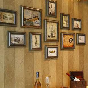 家居饰品免打孔沙发照片墙欧式 美环保相框创意组合复古相片墙古典