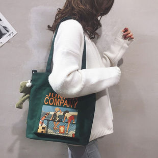 牧瑾单肩包女大容量帆布斜挎包新款学生时尚托特包日系原宿ulzzan