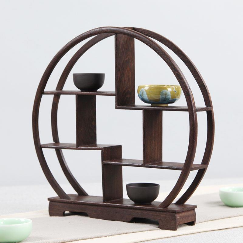鸡翅木博古架实木中式小多宝阁紫砂茶壶茶具架子置物架摆件展示架
