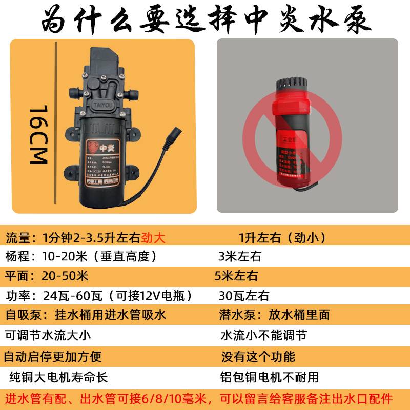 中炎水钻专用开槽机小水泵抽水泵自动启停直流切割联动自吸隔膜泵