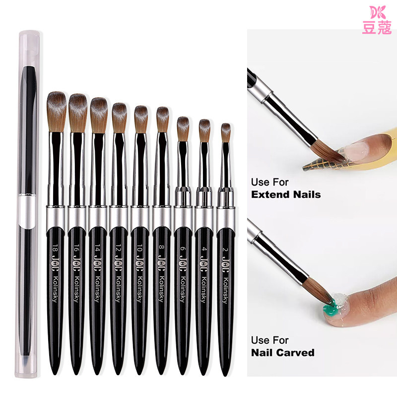 豆蔻貂毛美甲水晶笔金属杆美甲水晶甲延长甲笔刷雕花笔Kolinsky