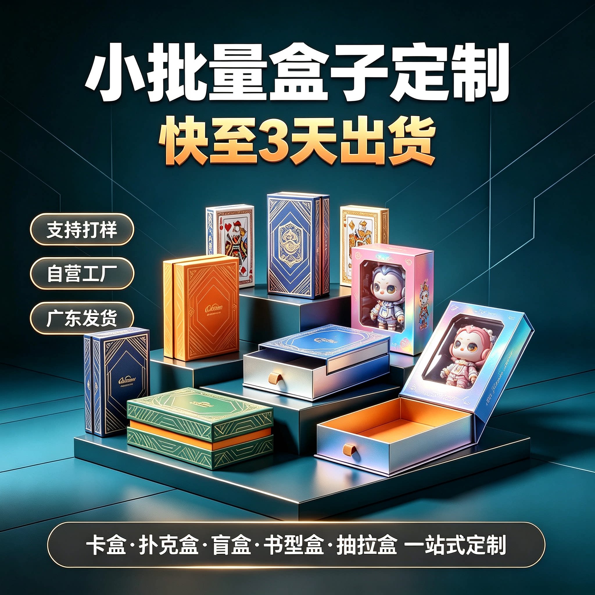 礼品盒定制卡盒彩盒天地盖盒书型盒磁吸盒扑克牌盒桌游盒订做印刷