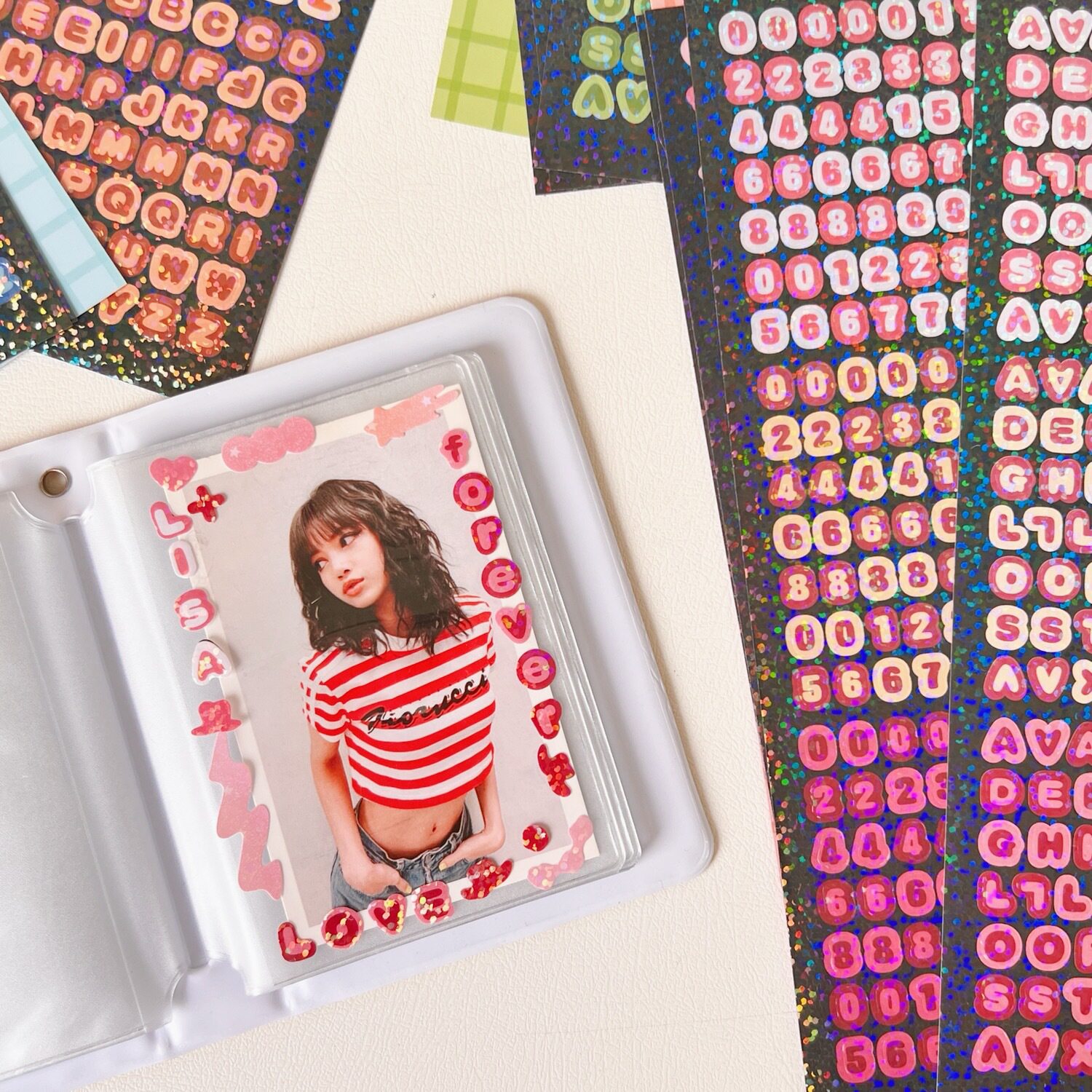 装饰镭射咕卡贴纸得手爱豆明星韩版拍立小卡帐素材圆盘随心配