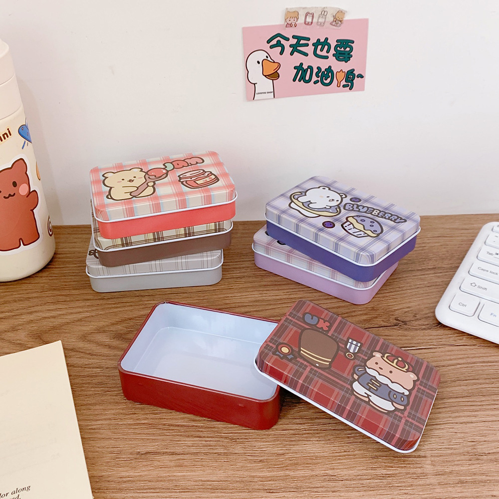 礼品礼物韩国网红同款萌小熊收纳盒少女手帐贴纸盒收纳盒马口铁盒